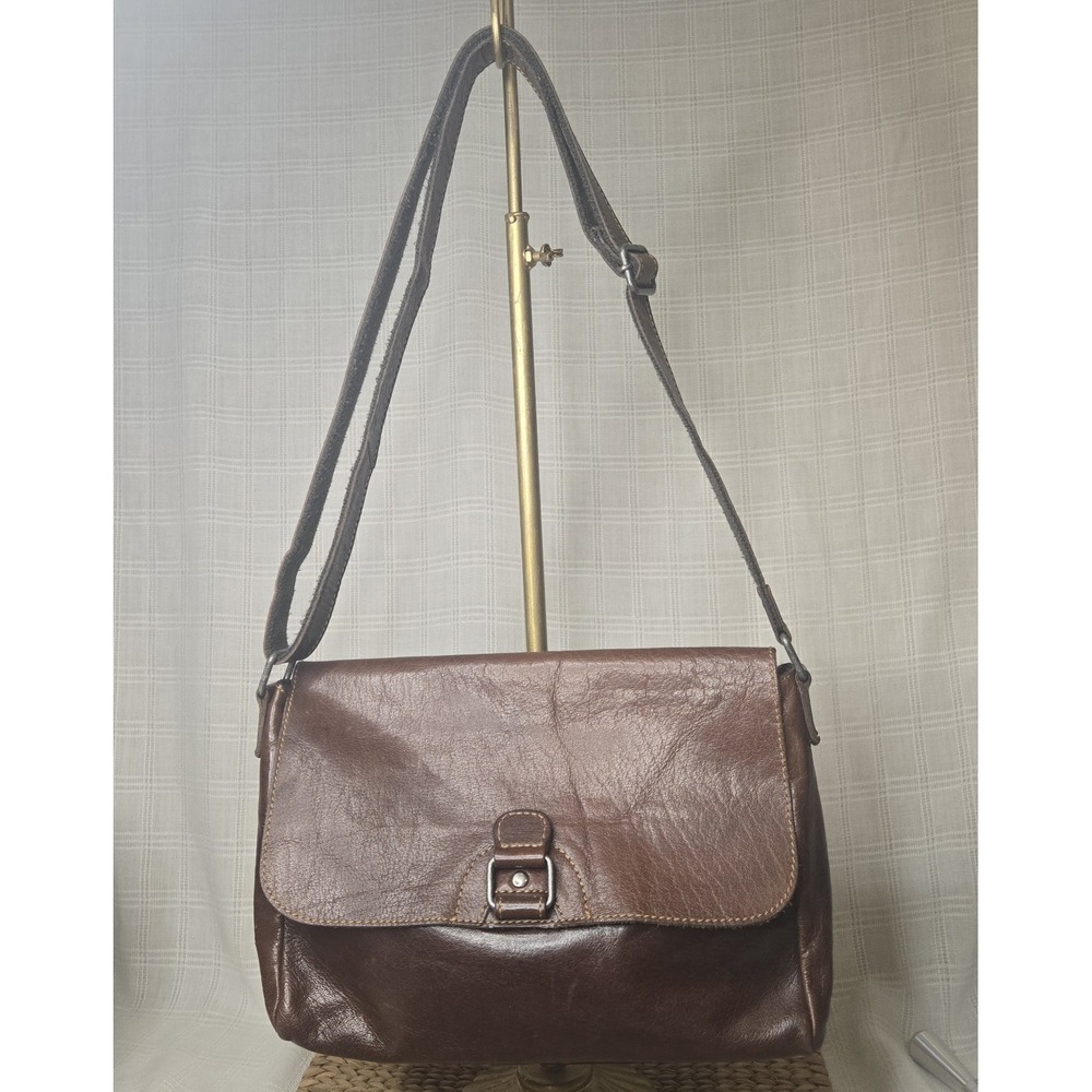 EUC Jack Georges Voyager Brown Leather Cross Body Shoulder Messenger Bag‎ Purse